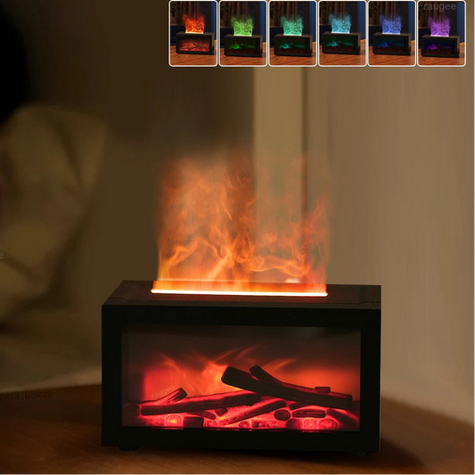 Fireplace Air Aroma Humidifier With Colorful Night Light