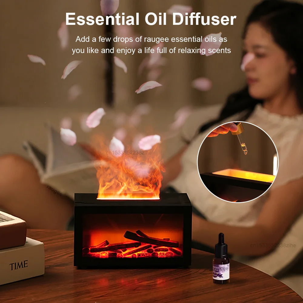 Fireplace Air Aroma Humidifier With Colorful Night Light