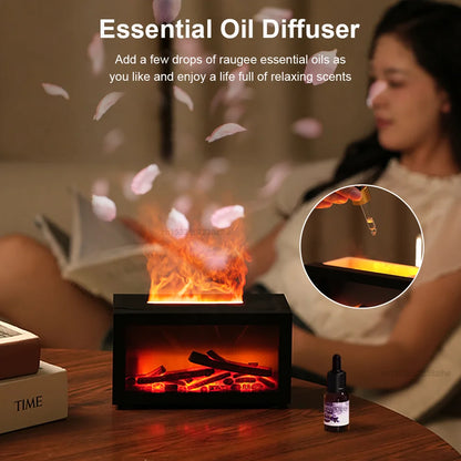 Fireplace Air Aroma Humidifier With Colorful Night Light